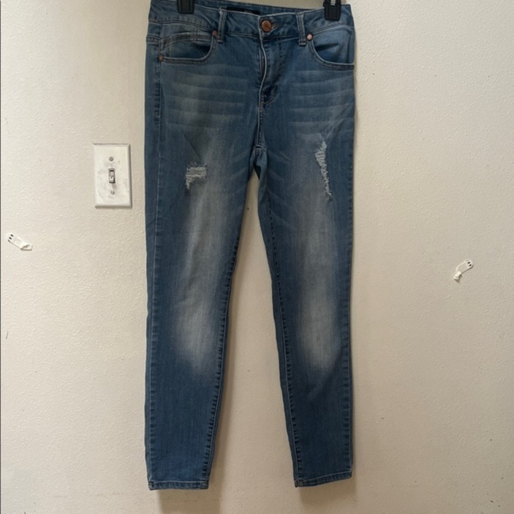 1822 Denim Blue Distressed Skinny Jeans